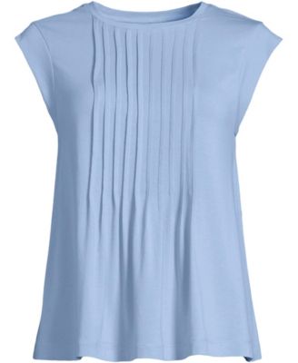 Plus Size Cap Sleeve Lightweight Jersey Pintuck Swing Top