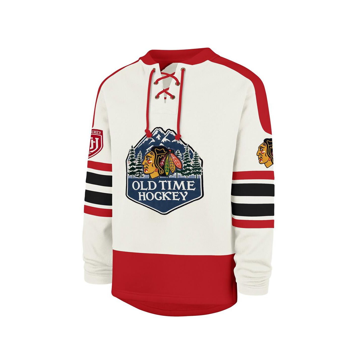 Мужские свитшоты '47 Brand Cream Chicago Blackhawks Pond Hockey Trio Eternal Lacer — фото 2