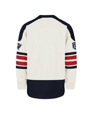 Men's Cream Columbus Blue Jackets Pond Hockey Trio Eternal Lacer Sweatshirt
