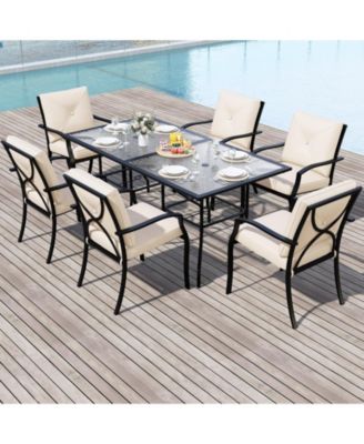 Set of 2 Outdoor Dining Chairs with Cushioned Seats and Rustproof Metal Frame