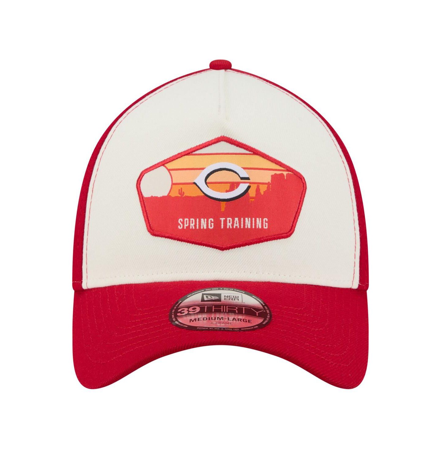 Мужские головные уборы New Era Stone Cincinnati Reds 2026 Spring Training Fan Pack Gradient 39THIRTY Flex Hat — фото 2