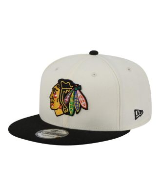 Men's White/Black Chicago Blackhawks Injection Localized Two-Tone 9FIFTY Snapback Hat