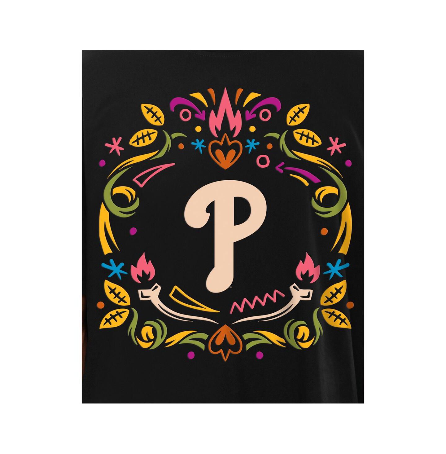 Мужская футболка New Era Black Philadelphia Phillies Día de los Muertos — фото 4