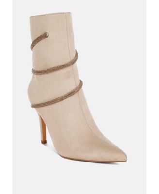 Womens Roda Rhinestone Wrap-Around Stiletto Boots