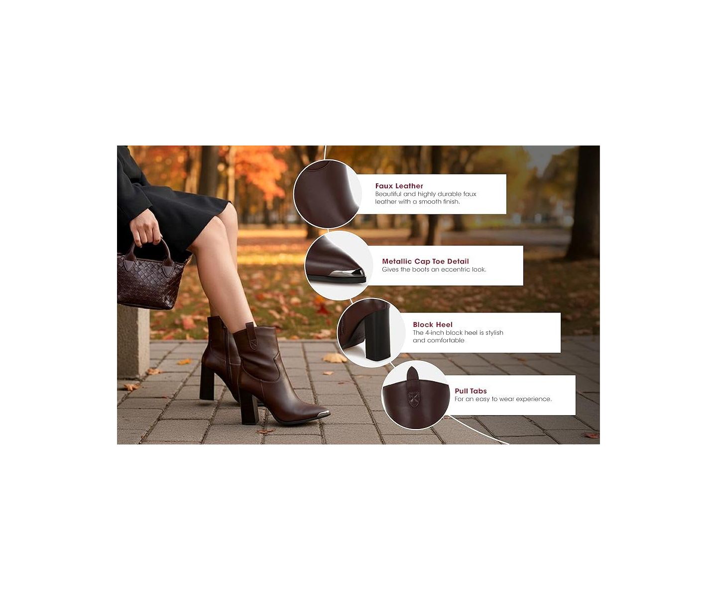 Женские ботинки London Rag Hatter Pointed Toe Faux Leather, цвет: Чёрный гладкий — фото 11