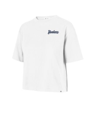 Women's White New York Yankees Collage Script Reed City T-Shirt