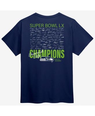 Men's College Navy Seattle Seahawks Super Bowl LX Champions Big & Tall Autograph Signing Roster T-Shirt