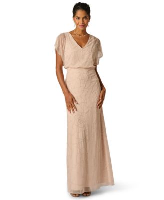 Women's Bead Blouson V-Neck Long Dress