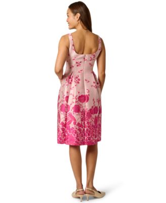 Women's Floral Print Fit & Flare Jacquard Dress