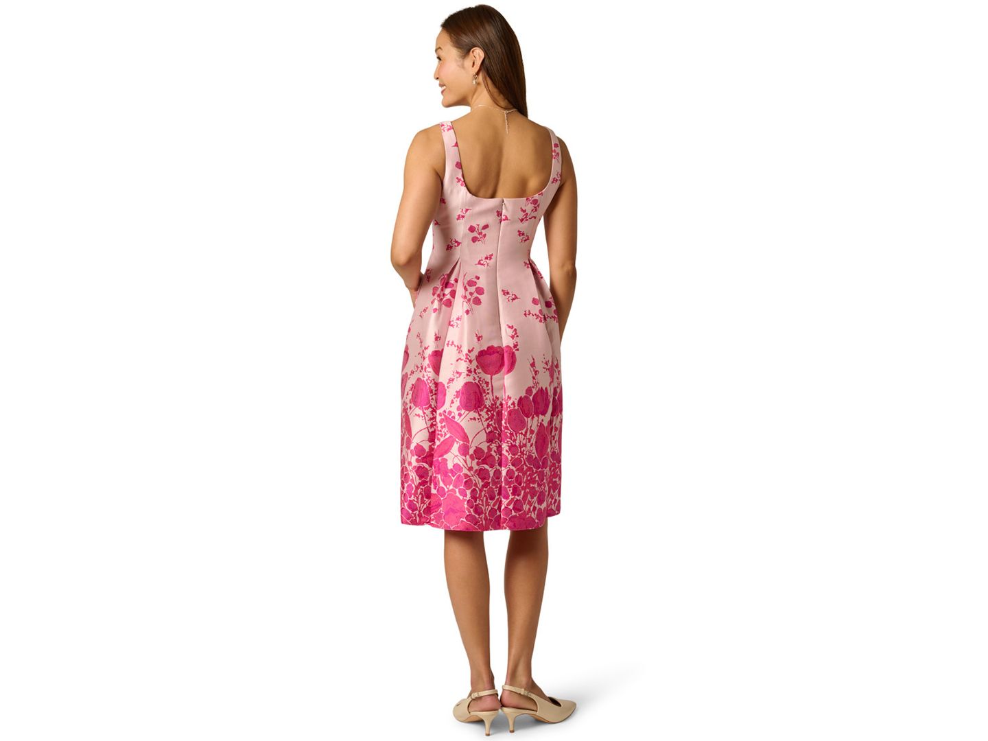 Женское платье Adrianna Papell Floral Print Fit & Flare Jacquard, цвет: Розовый разноцветный — фото 4