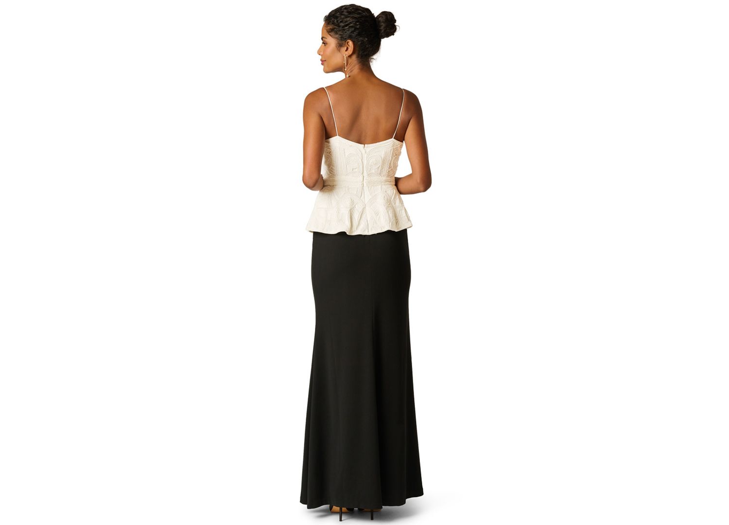 Women's Bead Detail V-Neck Peplum Maxi Dress