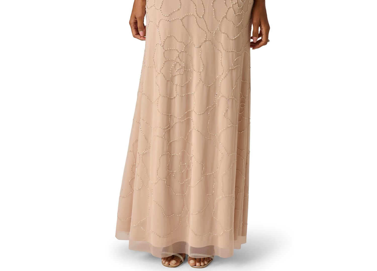 Women's Bead Blouson V-Neck Long Dress