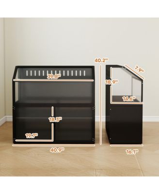 Hamster Cage with Storage Cabinet, Small Animal Cage with Acrylic Panels