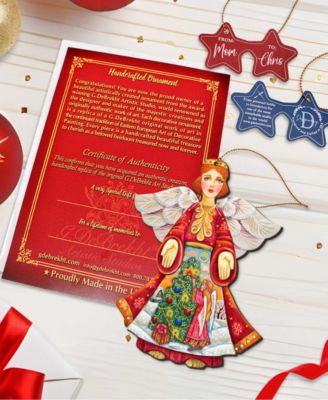 Christmas Tree Angel Wooden Ornament Set of 2