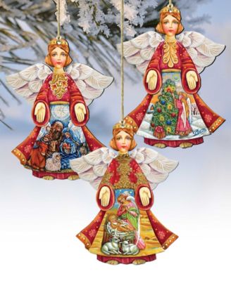 Guardian Angel Wood Ornament, Set of 3