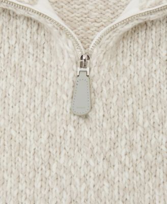Men's Marled Half-Zip Knitted Jumper with Wool