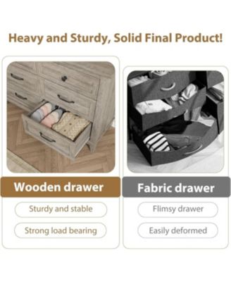 6-Drawer Black Bedroom Dresser, 47" Wide Freestanding Chest with Storage, Wooden Closet Organizer for Living Room, Bedroom, Entryway