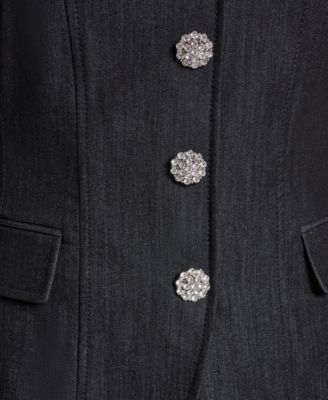 Women's Faux Denim Strapless Button-Front Top