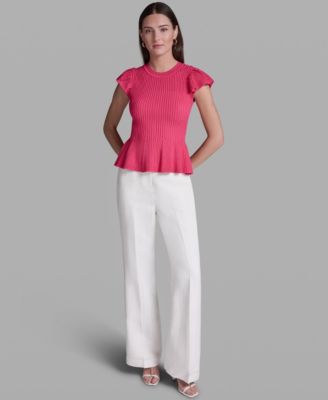 Women's Short-Sleeve Crewneck Peplum Top