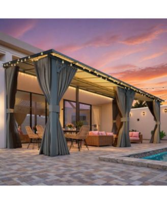 20'x8' Wall Gazebo with Curtains and Mosquito Netting