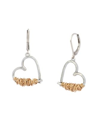 Two-Tone Heart Drop Earrings