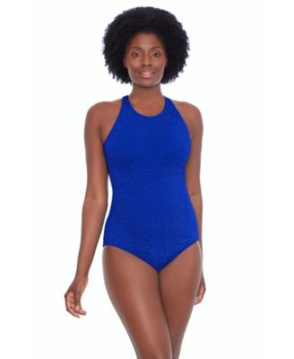 Women's Chlorine Resistant High Neck Mastectomy One-Piece Swimsuit