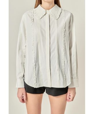 Women's Pintuck and Ruffle Detail Shirt