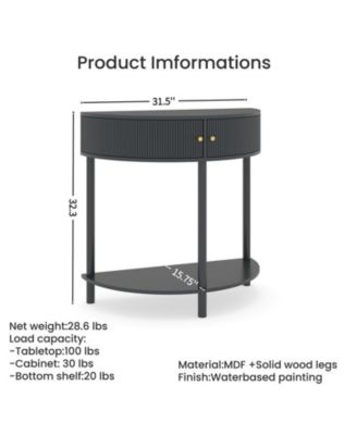 31.5" Corner Cabinet Side Table with 2 Storage Drawers and Bottom Shelf