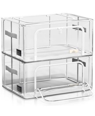 Small Foldable Clear Plastic Storage Bags with Metal Frame & Carry Handles Organization for Bedding Linen & Clothing