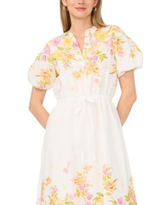 Women's V-Neck Printed Midi Dress