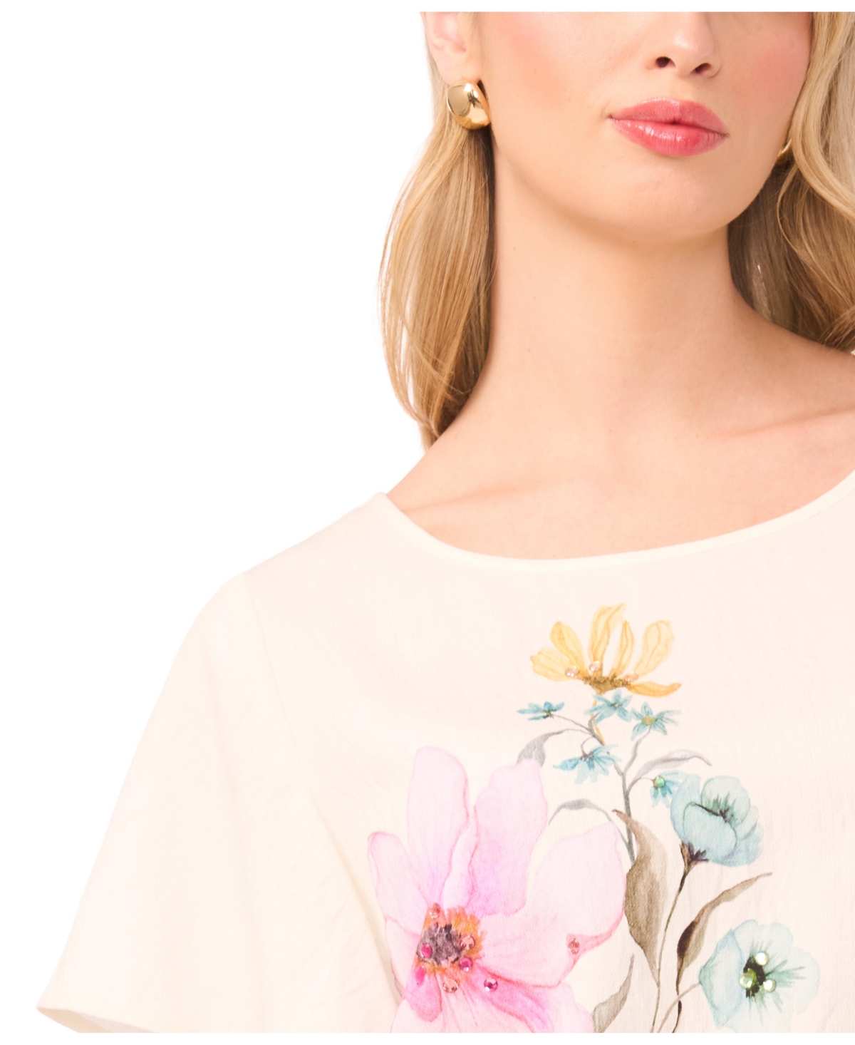 Vince Camuto Women's Crew Neck Cropped Blouse