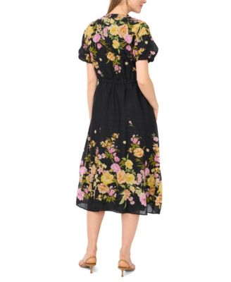 Women's V-Neck Printed Midi Dress