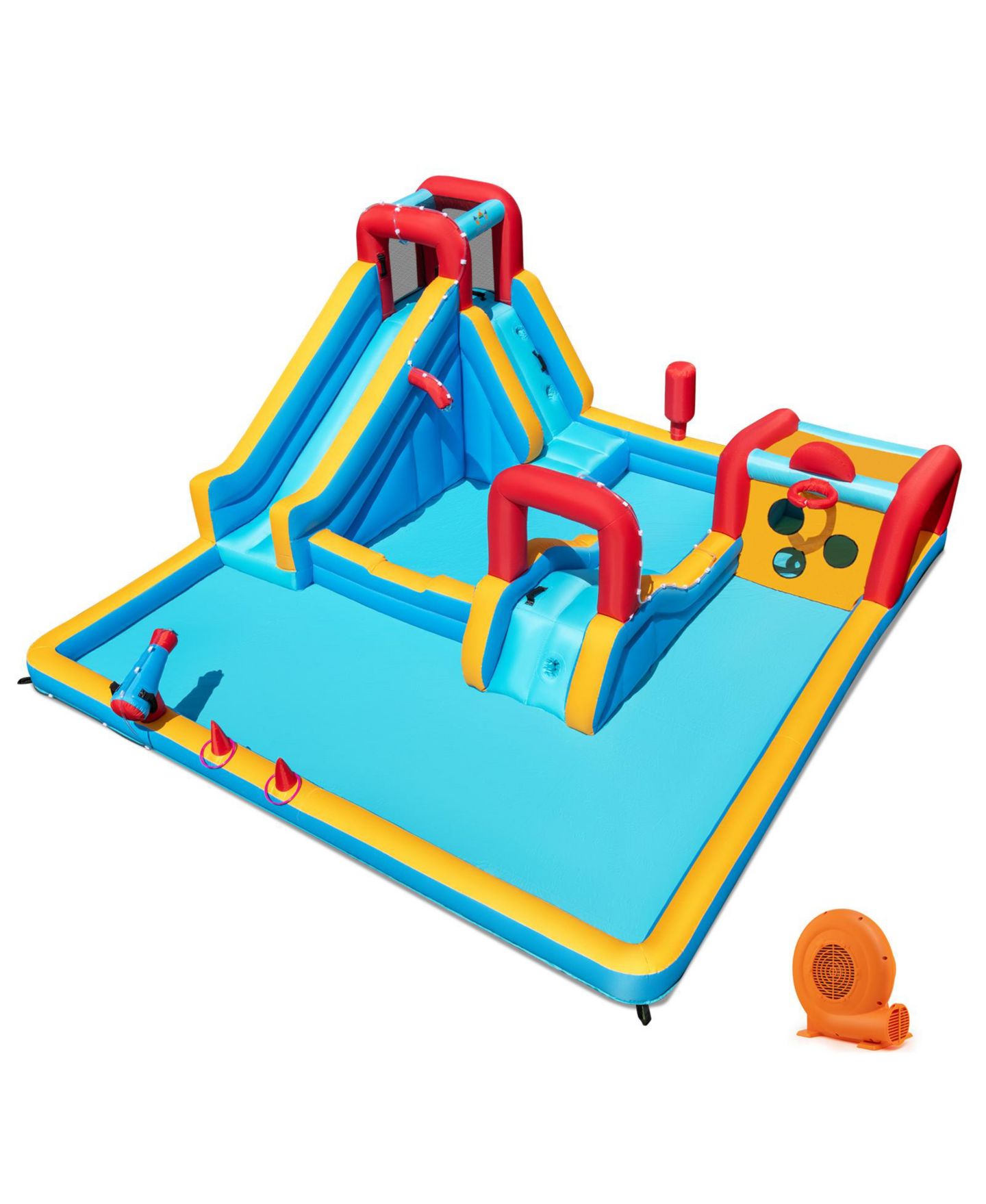 Детская игрушка Mecale 9-in-1 Inflatable Water Slide Park Bounce House, Holds 5 Kids, Ages 3–12, цвет: Синий — фото 2