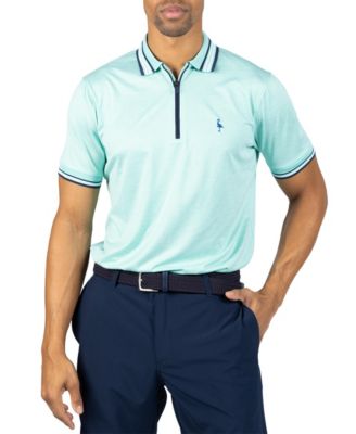 Men's Quarter Zip Mesh Performance Polo with Stripe Tipping