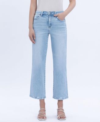 Women's High Rise Crop Slim Wide Leg Jeans