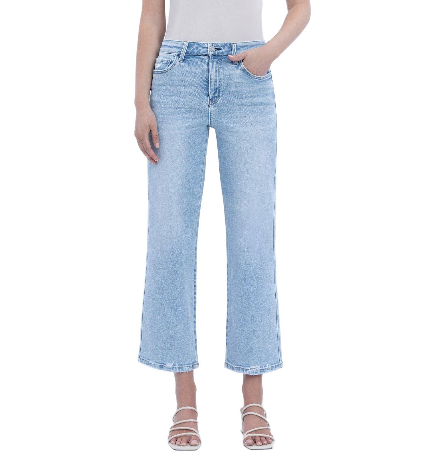 Women's High Rise Crop Slim Wide Leg Jeans