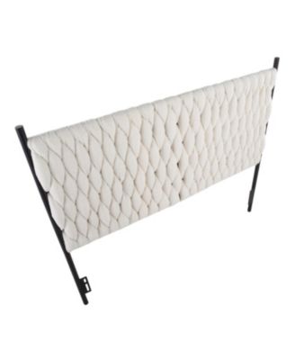 Cream Sherpa Queen Headboard with Button Tufting Adjustable Height