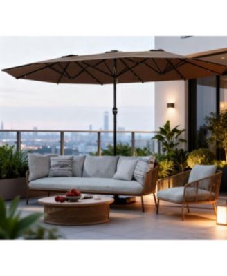 with Base,Patio Parasol with LED Solar