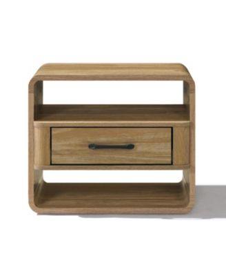 Small Night Stand with Drawer, 15.7" H Light Oak Bedside Table for Bedroom, Living Room