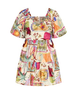 Women's Simona Print Puff Sleeve Mini Dress