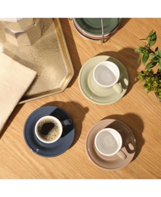 Gibson Elite Sensations 13 Piece Espresso Cup Set with Metal Rack, Stoneware Espresso Cups & Saucers, Stackable Coffee Set, Cafe Style