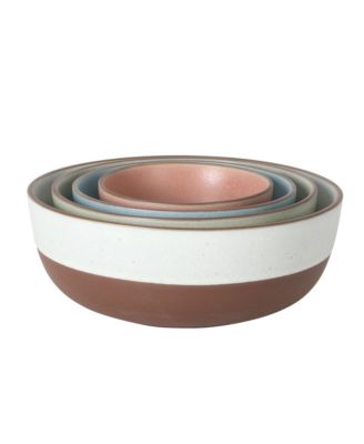 William Crest 4 Piece Nesting Serving Stoneware Reactive Bowl Set, 5”, 6.25”, 7.5”, 9”, Prep & Serving Bowls