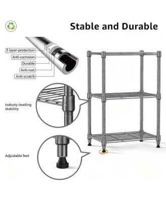3-Tier Steel Shelving Unit, Versatile for Home & Office, Adjustable, Easy Assembly