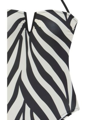 Women's Animal Print V Notch One Piece Swimsuit Bra Sizing