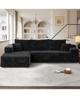 104" No Assembly Required Cloud Sectional Sofa, L-Shape Couch Chaise Lounge with Deep Seat and Wide Armrest for Living Room Bedroom