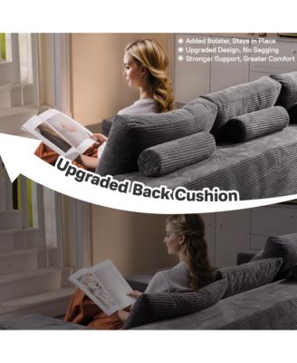 No Assembly Required Cloud Sectional Sofa, L-Shape Couch Chaise Lounge with Deep Seat and Wide Armrest for Living Room Bedroom