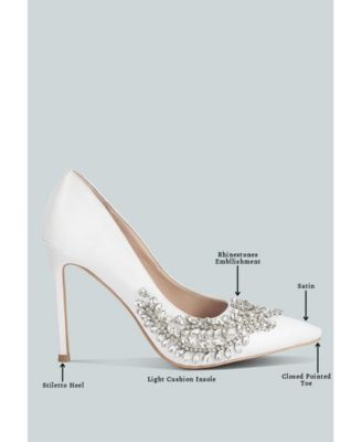 Women Ashlyn Rhinestones Embellished Satin Stiletto Pumps
