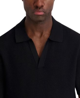 Men's Open Weave Johnny Collar Polo Shirt