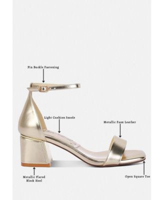 Womens Makena Metallic Block Heel Sandals