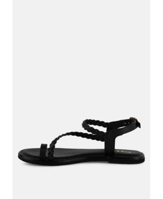 STALLONE Womens Braided Flat Sandals